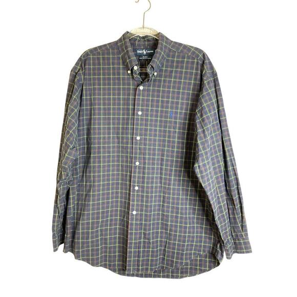 Ralph Lauren "Blake" Oversized Button Down 100% 2 Ply Cotton Plaid Shirt Size L - Picture 1 of 5